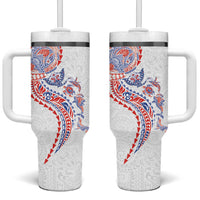 Hawaiian Kakau Tribal Sea Animals Tattoos Tumbler With Handle Hawaii Flag Color Inspired LT03 One Size: 40 oz Multicolor - Polynesian Pride