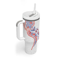 Hawaiian Kakau Tribal Sea Animals Tattoos Tumbler With Handle Hawaii Flag Color Inspired LT03 - Polynesian Pride