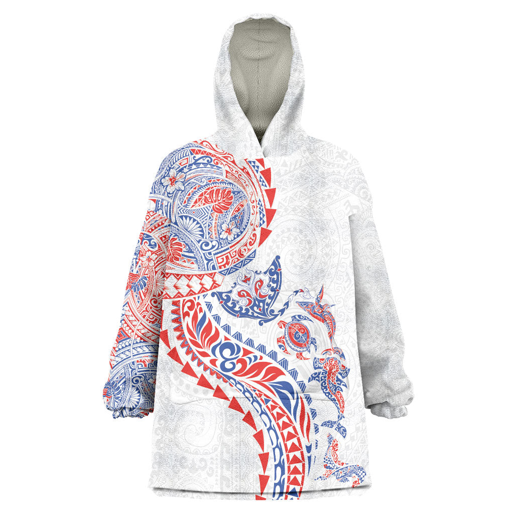 Hawaiian Kakau Tribal Sea Animals Tattoos Wearable Blanket Hoodie Hawaii Flag Color Inspired