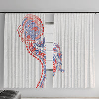 Hawaiian Kakau Tribal Sea Animals Tattoos Window Curtain Hawaii Flag Color Inspired LT03 With Hooks Multicolor - Polynesian Pride
