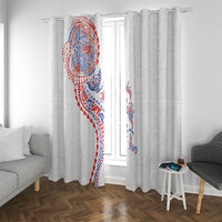 Hawaiian Kakau Tribal Sea Animals Tattoos Window Curtain Hawaii Flag Color Inspired LT03 With Grommets Multicolor - Polynesian Pride