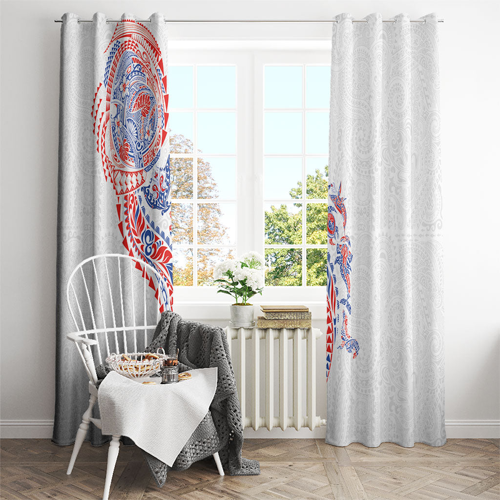 Hawaiian Kakau Tribal Sea Animals Tattoos Window Curtain Hawaii Flag Color Inspired LT03 - Polynesian Pride