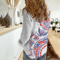 Hawaiian Kakau Tribal Sea Animals Tattoos Women Casual Shirt Hawaii Flag Color Inspired LT03 - Polynesian Pride