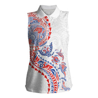 Hawaiian Kakau Tribal Sea Animals Tattoos Women Sleeveless Polo Shirt Hawaii Flag Color Inspired LT03 Female Multicolor - Polynesian Pride