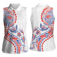 Hawaiian Kakau Tribal Sea Animals Tattoos Women Sleeveless Polo Shirt Hawaii Flag Color Inspired LT03 - Polynesian Pride