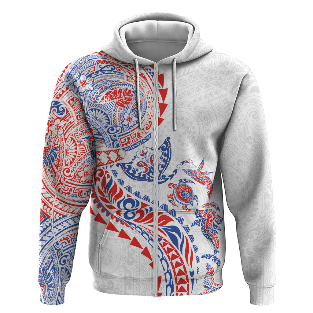 Hawaiian Kakau Tribal Sea Animals Tattoos Zip Hoodie Hawaii Flag Color Inspired