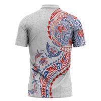 Hawaiian Kakau Tribal Sea Animals Tattoos Zipper Polo Shirt Hawaii Flag Color Inspired LT03 - Polynesian Pride