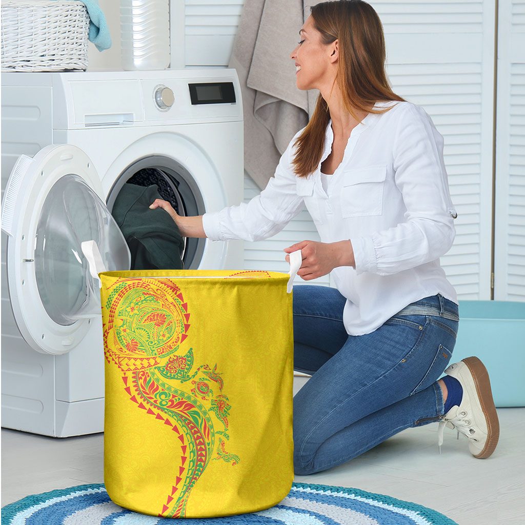 Hawaiian Kakau Tribal Sea Animals Tattoos Laundry Basket Kanaka Maoli Flag Color Inspired LT03 - Polynesian Pride