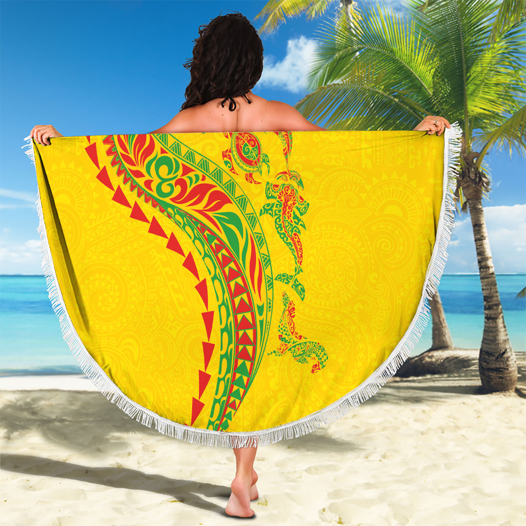 Hawaiian Kakau Tribal Sea Animals Tattoos Beach Blanket Kanaka Maoli Flag Color Inspired LT03 - Polynesian Pride