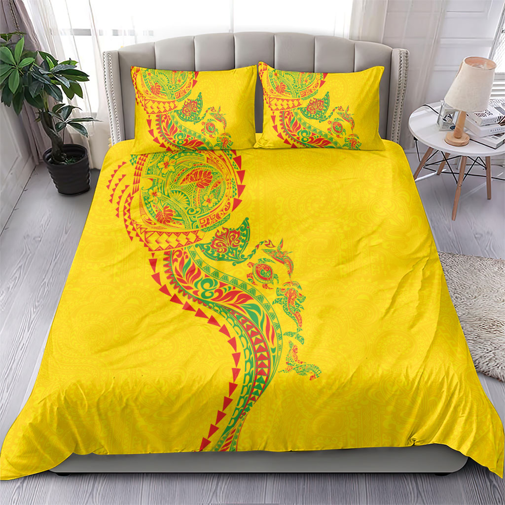 Hawaiian Kakau Tribal Sea Animals Tattoos Bedding Set Kanaka Maoli Flag Color Inspired LT03 - Polynesian Pride