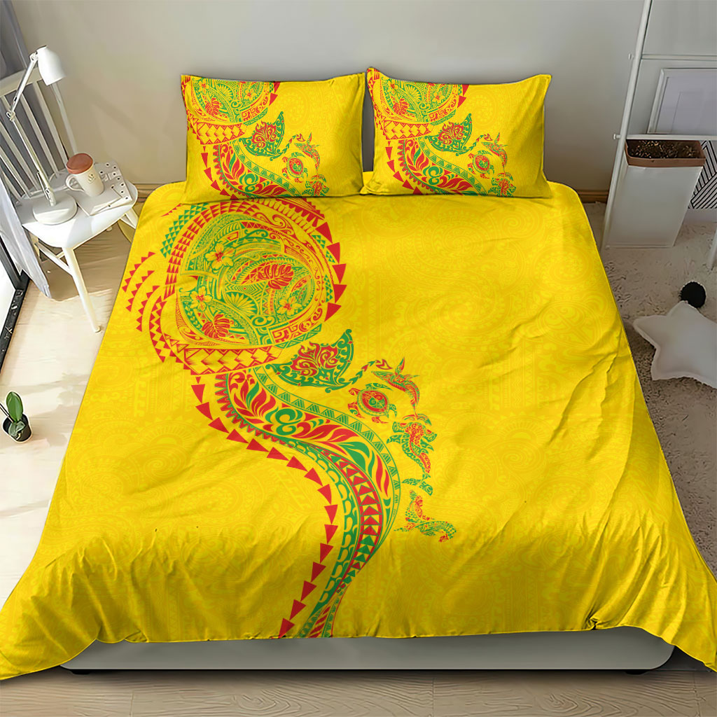 Hawaiian Kakau Tribal Sea Animals Tattoos Bedding Set Kanaka Maoli Flag Color Inspired LT03 - Polynesian Pride