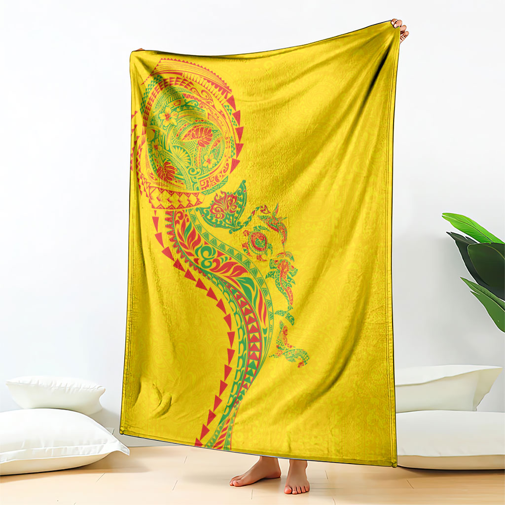 Hawaiian Kakau Tribal Sea Animals Tattoos Blanket Kanaka Maoli Flag Color Inspired LT03 - Polynesian Pride