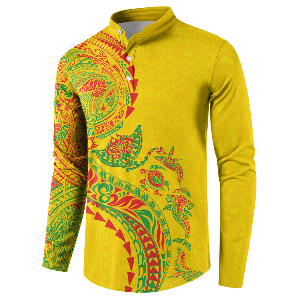 Hawaiian Kakau Tribal Sea Animals Tattoos Button Sweatshirt Kanaka Maoli Flag Color Inspired LT03 - Polynesian Pride