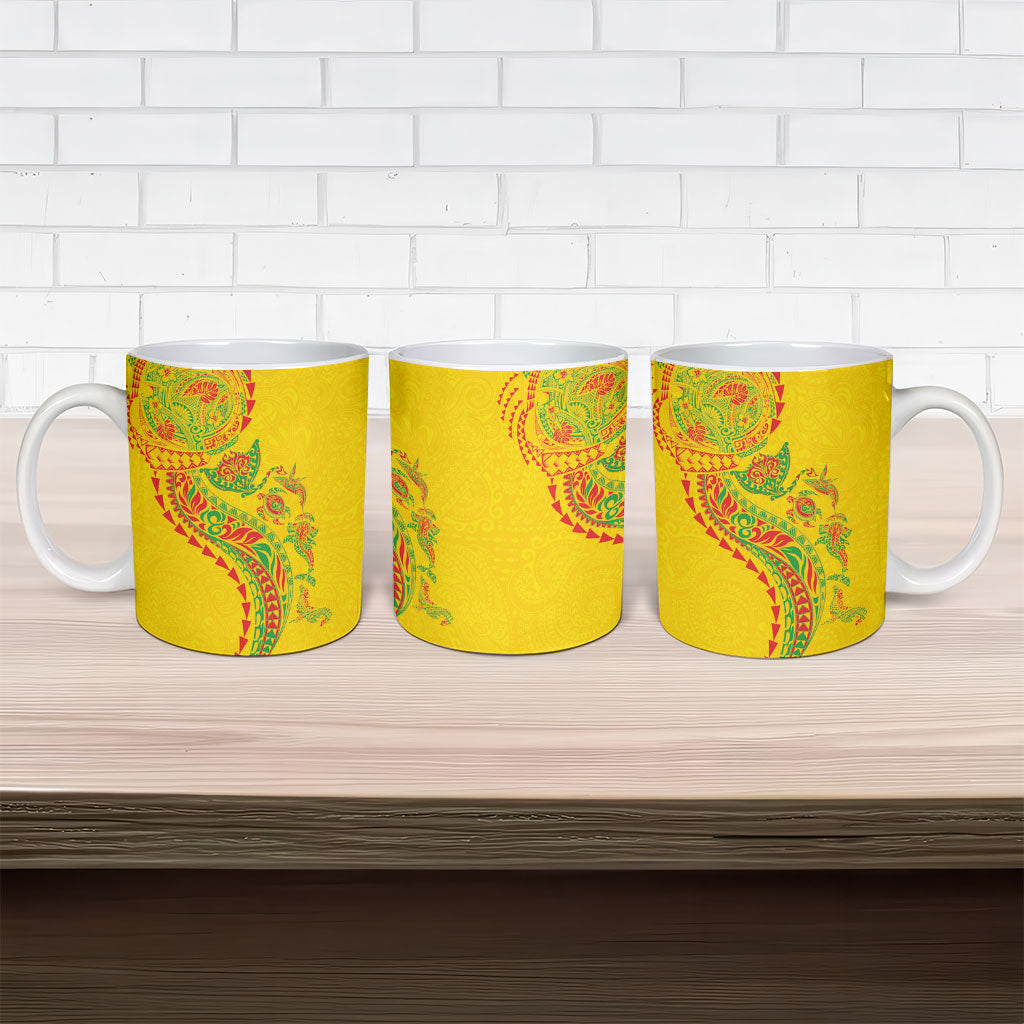 Hawaiian Kakau Tribal Sea Animals Tattoos Ceramic Mug Kanaka Maoli Flag Color Inspired LT03 - Polynesian Pride