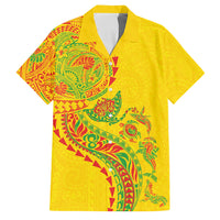 Hawaiian Kakau Tribal Sea Animals Tattoos Family Matching Puletasi and Hawaiian Shirt Kanaka Maoli Flag Color Inspired LT03 Dad's Shirt - Short Sleeve Multicolor - Polynesian Pride