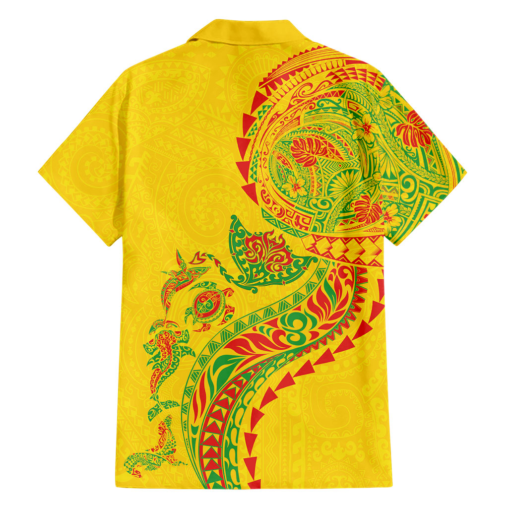 Hawaiian Kakau Tribal Sea Animals Tattoos Family Matching Puletasi and Hawaiian Shirt Kanaka Maoli Flag Color Inspired LT03 - Polynesian Pride