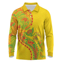 Hawaiian Kakau Tribal Sea Animals Tattoos Long Sleeve Polo Shirt Kanaka Maoli Flag Color Inspired LT03 Multicolor - Polynesian Pride