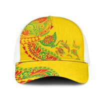Hawaiian Kakau Tribal Sea Animals Tattoos Mesh Trucker Cap Kanaka Maoli Flag Color Inspired LT03 One Size White Multicolor - Polynesian Pride