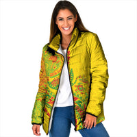 Hawaiian Kakau Tribal Sea Animals Tattoos Padded Jacket Kanaka Maoli Flag Color Inspired LT03 Women Multicolor - Polynesian Pride
