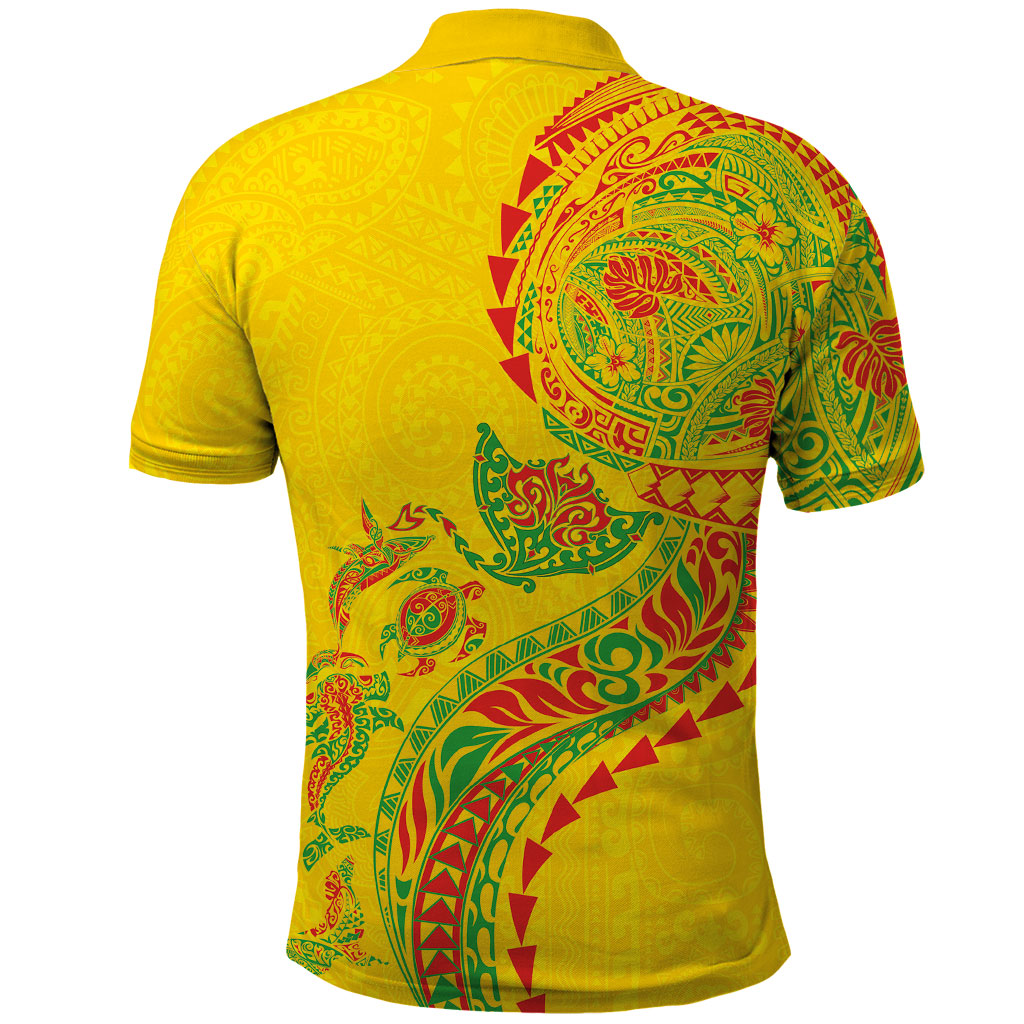 Hawaiian Kakau Tribal Sea Animals Tattoos Polo Shirt Kanaka Maoli Flag Color Inspired LT03 - Polynesian Pride