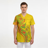 Hawaiian Kakau Tribal Sea Animals Tattoos Scrub Top Kanaka Maoli Flag Color Inspired LT03 - Polynesian Pride