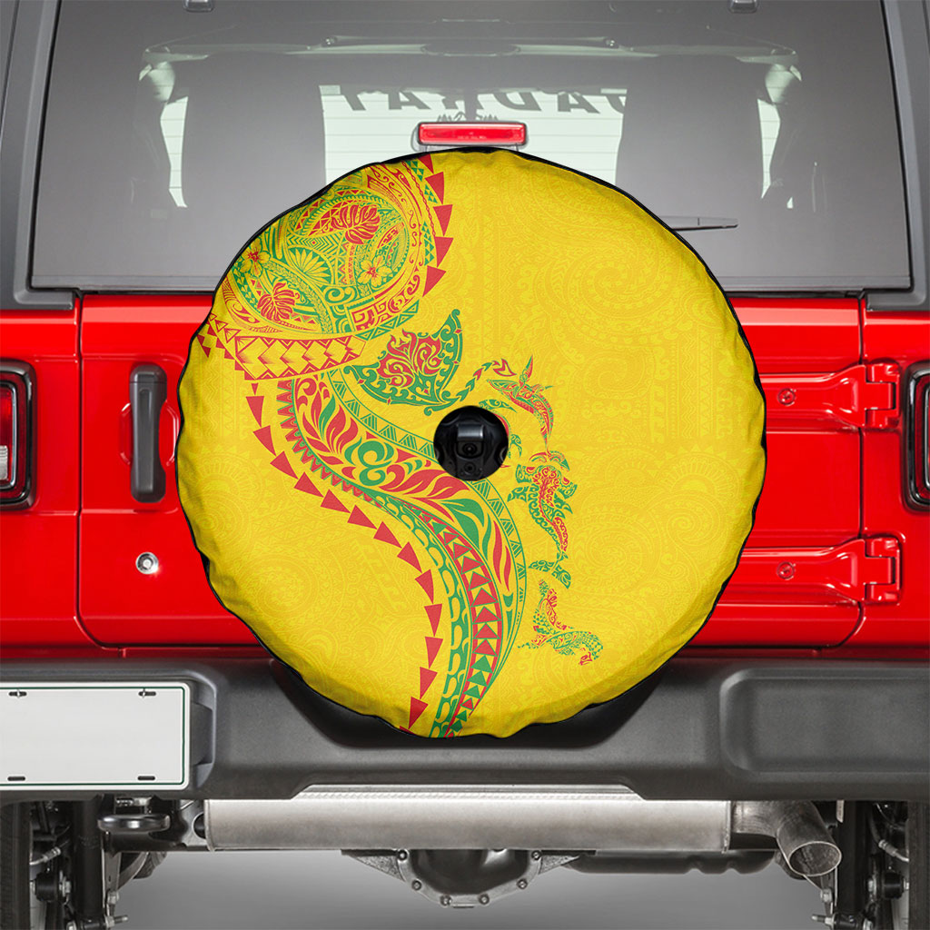 Hawaiian Kakau Tribal Sea Animals Tattoos Spare Tire Cover Kanaka Maoli Flag Color Inspired LT03 - Polynesian Pride