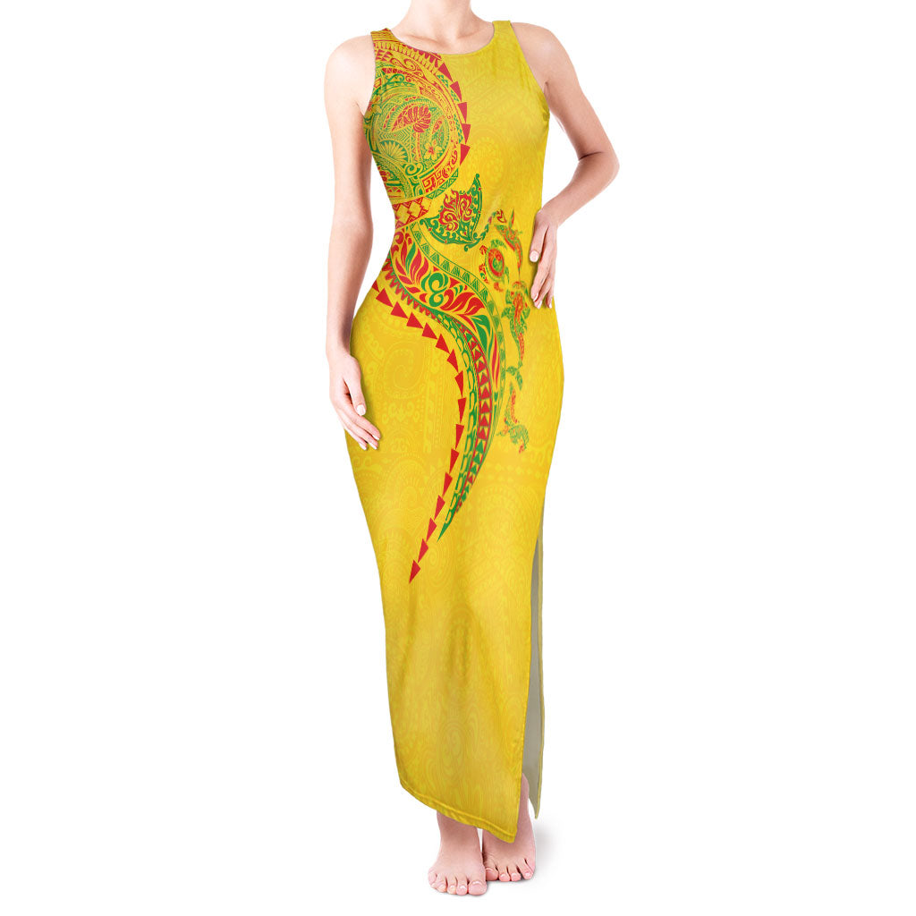 Hawaiian Kakau Tribal Sea Animals Tattoos Tank Maxi Dress Kanaka Maoli Flag Color Inspired