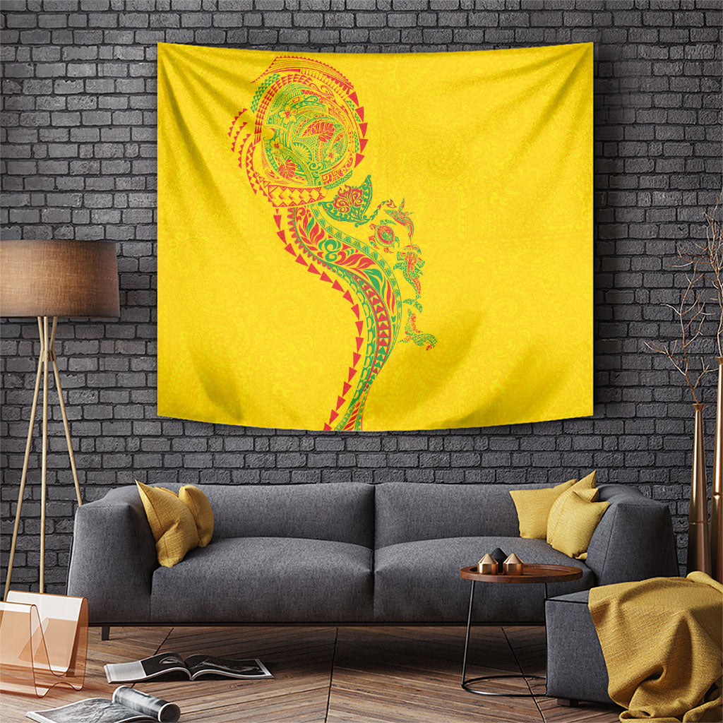 Hawaiian Kakau Tribal Sea Animals Tattoos Tapestry Kanaka Maoli Flag Color Inspired LT03 Multicolor - Polynesian Pride