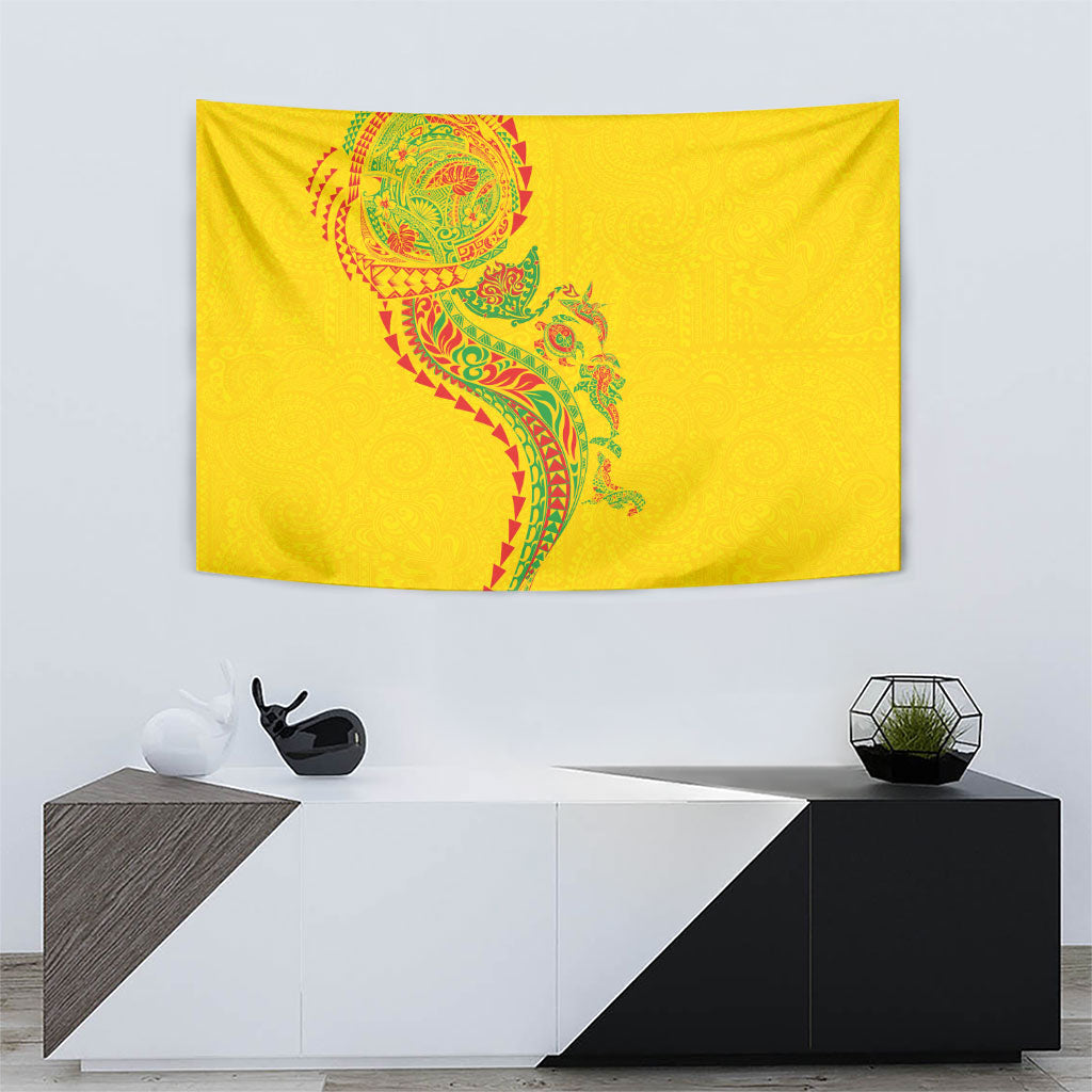 Hawaiian Kakau Tribal Sea Animals Tattoos Tapestry Kanaka Maoli Flag Color Inspired LT03 - Polynesian Pride