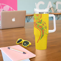 Hawaiian Kakau Tribal Sea Animals Tattoos Tumbler With Handle Kanaka Maoli Flag Color Inspired LT03 - Polynesian Pride