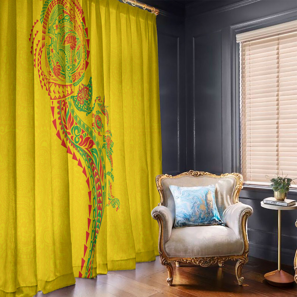 Hawaiian Kakau Tribal Sea Animals Tattoos Window Curtain Kanaka Maoli Flag Color Inspired LT03 - Polynesian Pride