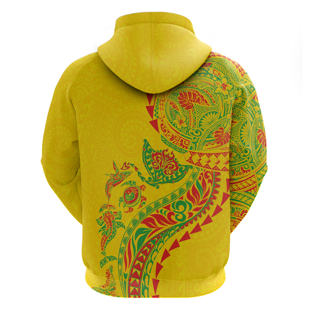 Hawaiian Kakau Tribal Sea Animals Tattoos Zip Hoodie Kanaka Maoli Flag Color Inspired LT03 - Polynesian Pride