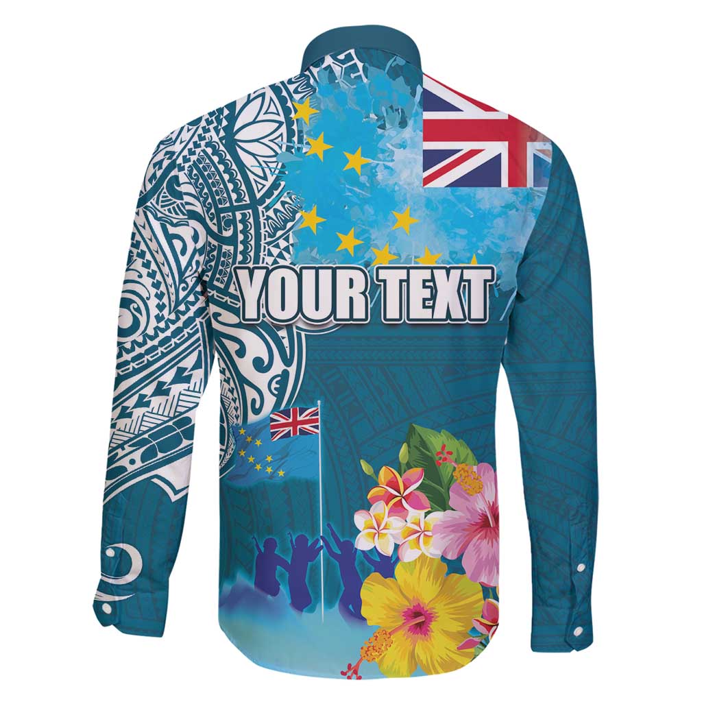 Personalised Tuvalu Independence Day Family Matching Off Shoulder Maxi Dress and Hawaiian Shirt Tuvaluan Tribal Flag Style LT03 - Polynesian Pride