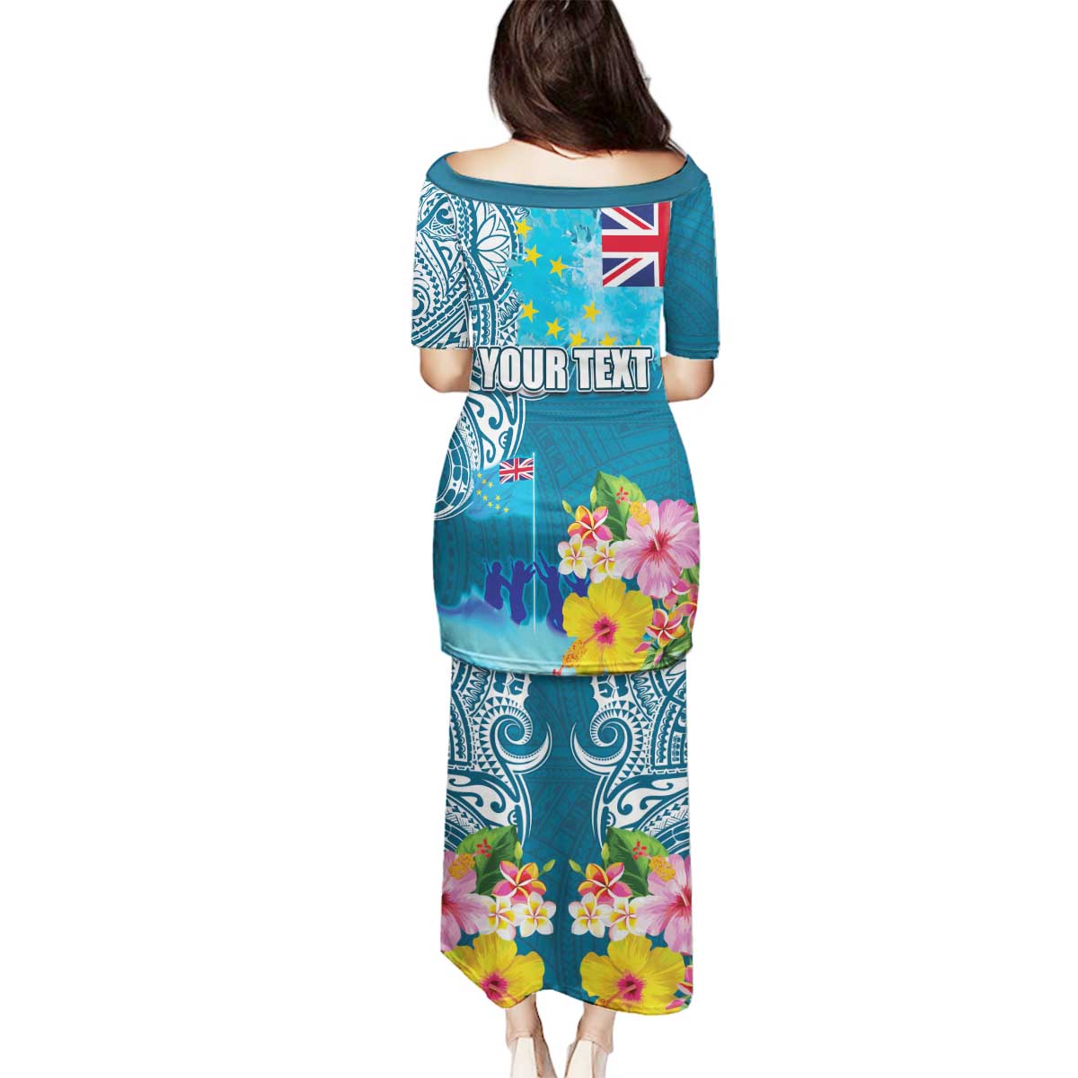 Personalised Tuvalu Independence Day Family Matching Puletasi and Hawaiian Shirt Tuvaluan Tribal Flag Style LT03 - Polynesian Pride