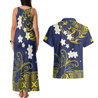 Niue Independence Day Couples Matching Tank Maxi Dress and Hawaiian Shirt Hiapo Pattern Fiti Pua and Uga LT03 - Polynesian Pride