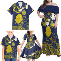 Niue Independence Day Family Matching Off Shoulder Maxi Dress and Hawaiian Shirt Hiapo Pattern Fiti Pua and Uga LT03 - Polynesian Pride