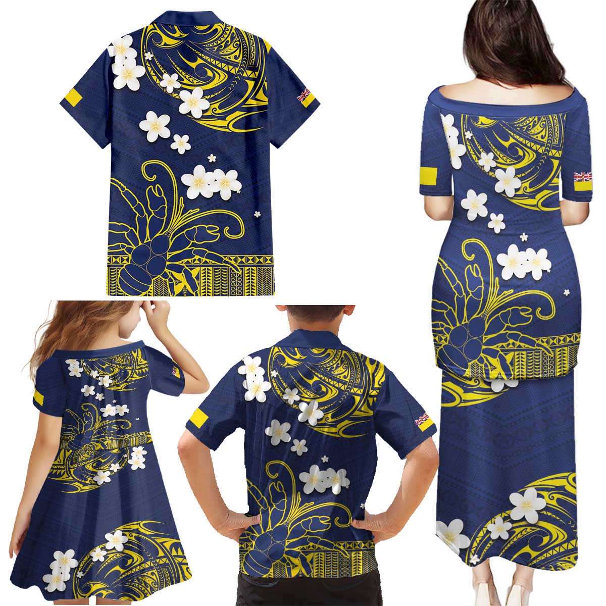 Niue Independence Day Family Matching Puletasi and Hawaiian Shirt Hiapo Pattern Fiti Pua and Uga LT03 - Polynesian Pride