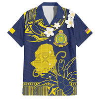 Niue Independence Day Family Matching Puletasi and Hawaiian Shirt Hiapo Pattern Fiti Pua and Uga LT03 Dad's Shirt - Short Sleeve Yellow - Polynesian Pride