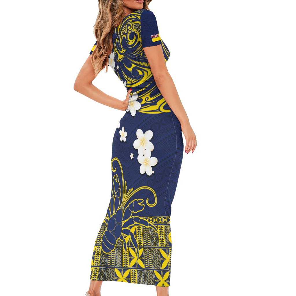 Niue Independence Day Family Matching Short Sleeve Bodycon Dress and Hawaiian Shirt Hiapo Pattern Fiti Pua and Uga LT03 - Polynesian Pride