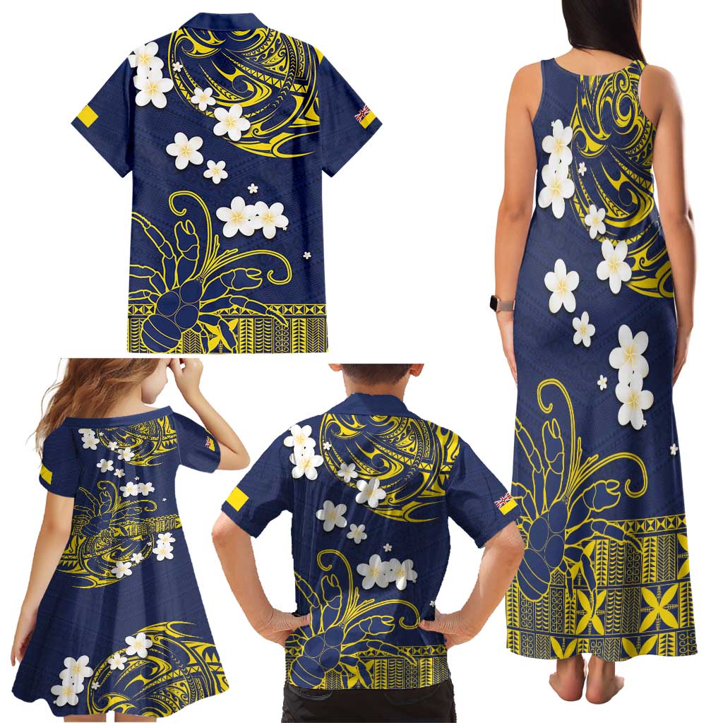 Niue Independence Day Family Matching Tank Maxi Dress and Hawaiian Shirt Hiapo Pattern Fiti Pua and Uga LT03 - Polynesian Pride