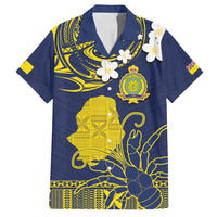 Niue Independence Day Family Matching Tank Maxi Dress and Hawaiian Shirt Hiapo Pattern Fiti Pua and Uga LT03 Dad's Shirt - Short Sleeve Yellow - Polynesian Pride