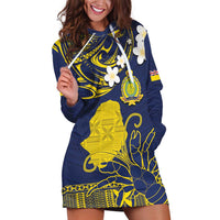 Niue Independence Day Hoodie Dress Hiapo Pattern Fiti Pua and Uga LT03 Yellow - Polynesian Pride