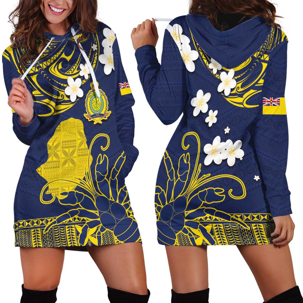 Niue Independence Day Hoodie Dress Hiapo Pattern Fiti Pua and Uga LT03 - Polynesian Pride