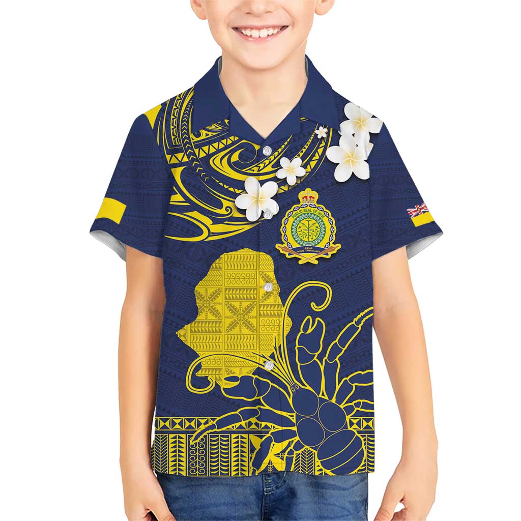Niue Independence Day Kid Hawaiian Shirt Hiapo Pattern Fiti Pua and Uga LT03 Kid Yellow - Polynesian Pride