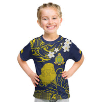Niue Independence Day Kid T Shirt Hiapo Pattern Fiti Pua and Uga LT03 Yellow - Polynesian Pride