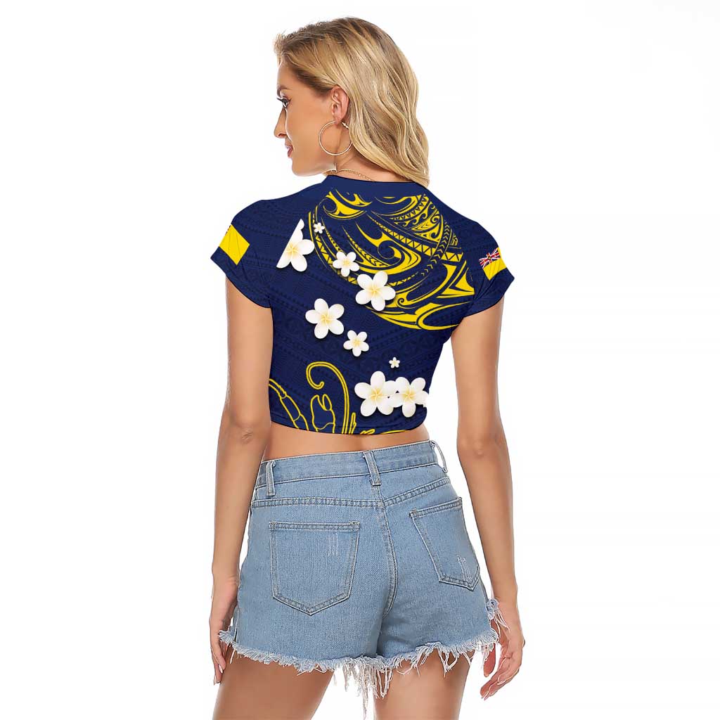 Niue Independence Day Raglan Cropped T Shirt Hiapo Pattern Fiti Pua and Uga