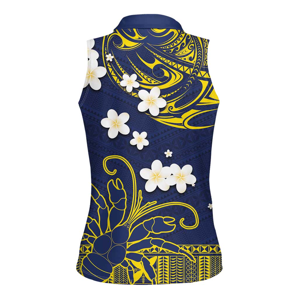 Niue Independence Day Women Sleeveless Polo Shirt Hiapo Pattern Fiti Pua and Uga LT03 - Polynesian Pride