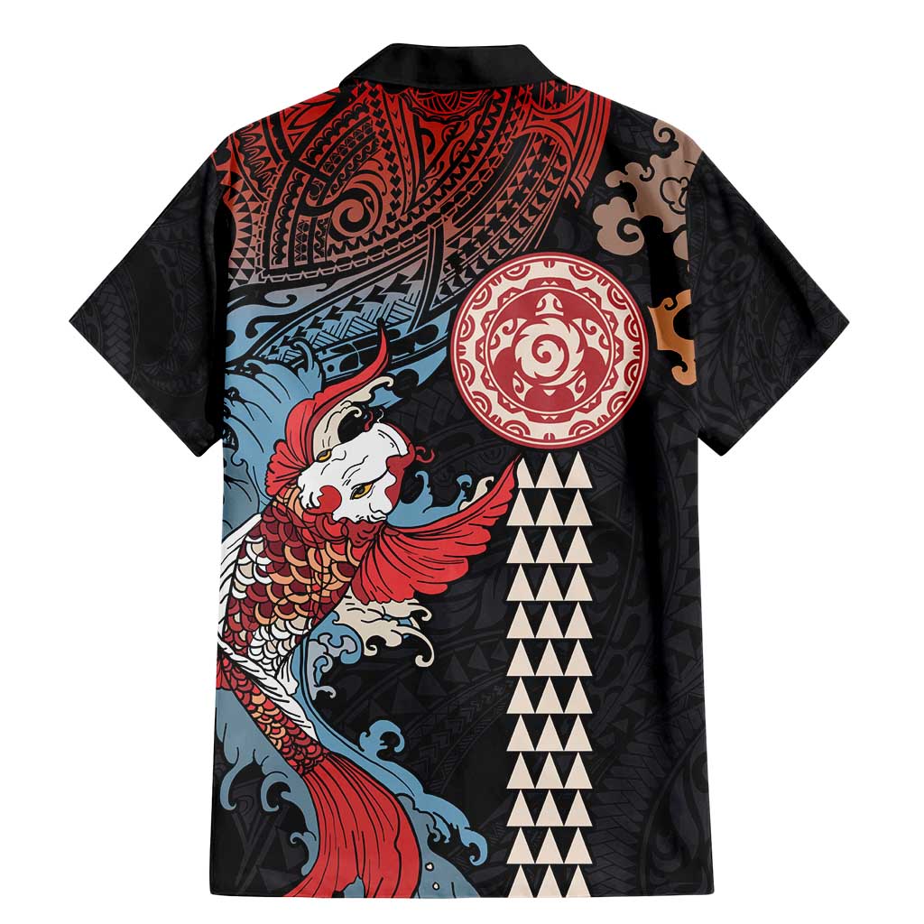 Hawaii and Japanese Together Family Matching Mermaid Dress and Hawaiian Shirt Koi Fish and Kakau Pattern LT03 - Polynesian Pride