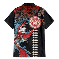 Hawaii and Japanese Together Family Matching Mermaid Dress and Hawaiian Shirt Koi Fish and Kakau Pattern LT03 - Polynesian Pride
