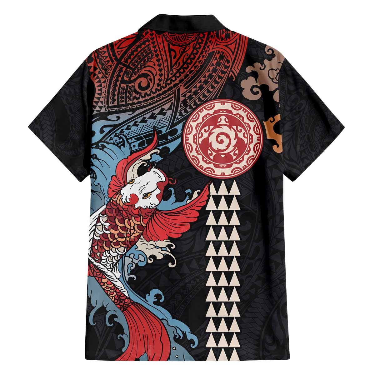 Hawaii and Japanese Together Family Matching Puletasi and Hawaiian Shirt Koi Fish and Kakau Pattern LT03 - Polynesian Pride